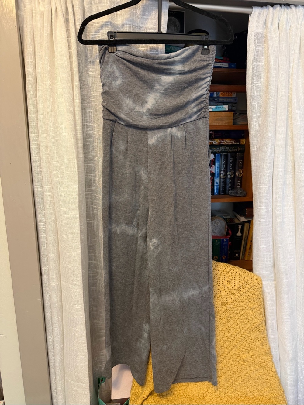 Grey Strapless Tie-Dye Maxi Dress